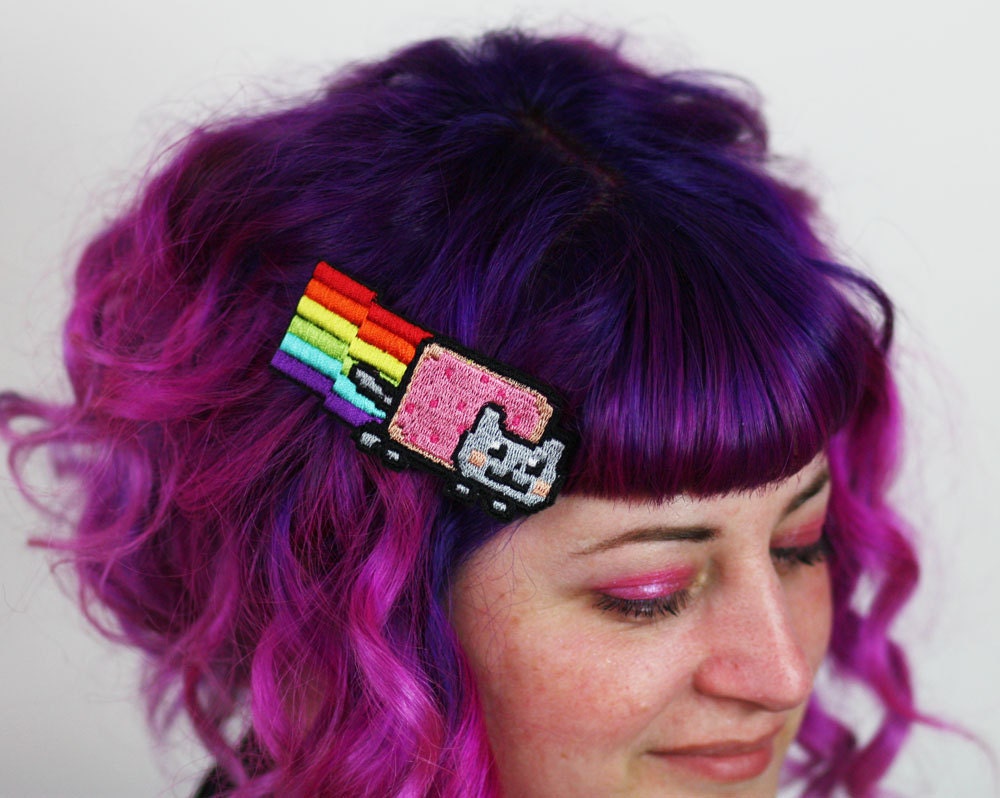 Nyan Cat Rainbow Hair Clip, Pixel Rainbow, Kitty