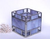 Stained Glass Candle Holder -  Purple and Clear Glass - Votive or Tea Candle