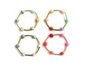 Gold Bar Bangle Bracelet - Hexagon Geometric Bracelet, Minimalist Geometric Jewelry - Your Color Choice