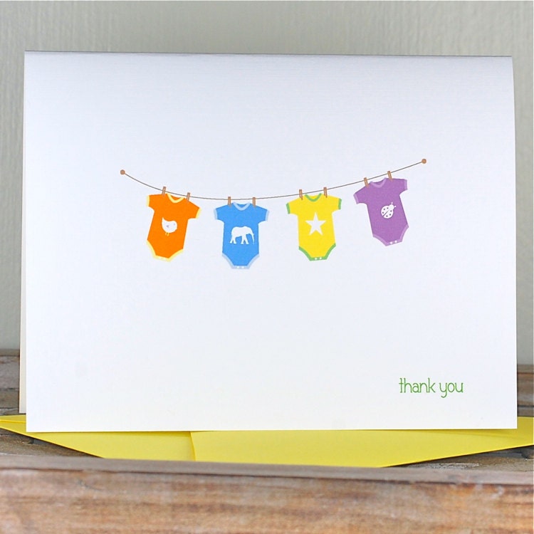 Baby Shower Thank You Cards / Baby Thank You Cards /  Baby Thank You Cards / Baby Thank You Cards - Little One's Clothesline