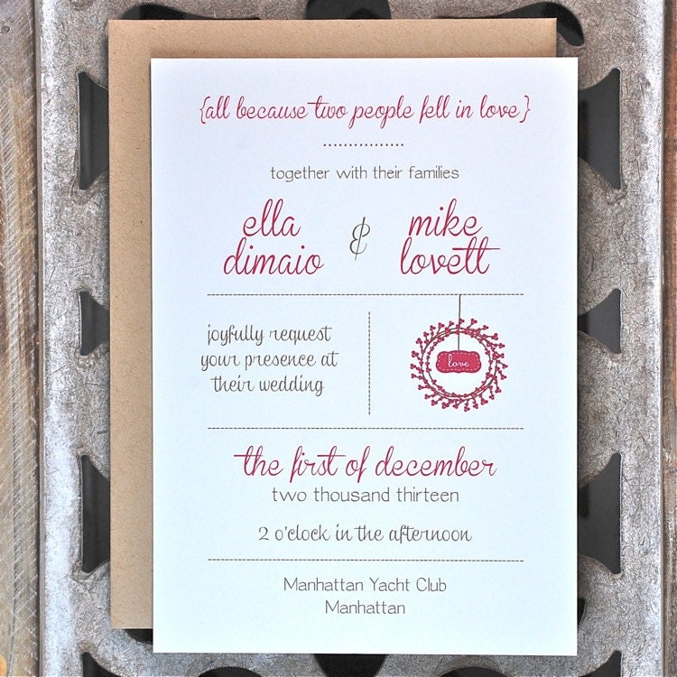 Wedding Invitations / Wedding Invitation / Winter Wedding Invites / Christmas Wedding Invites  - Winter Berry