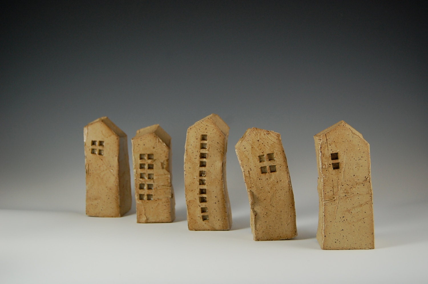stoneware village - set of 5