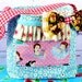 Retro Diner Tote Glamping Ruffles Bow Pockets Donuts Frilly Pink and Blue Handbag