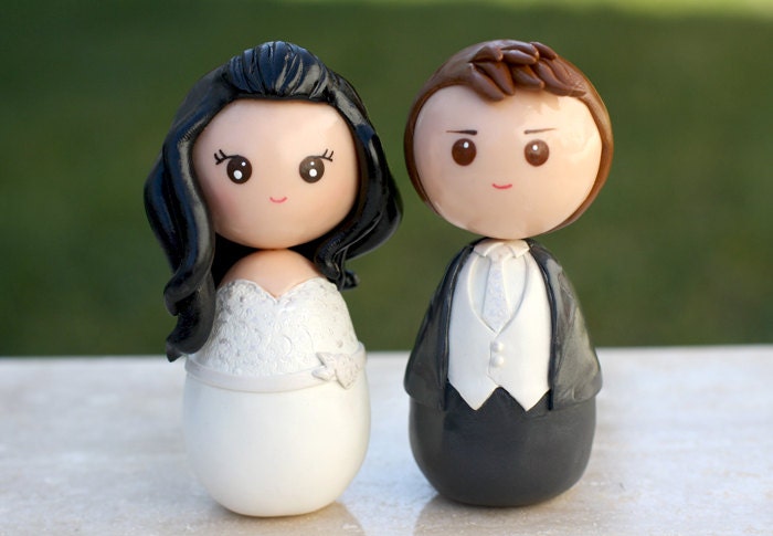 Personalized custom wedding cake topper kokeshi figrurines