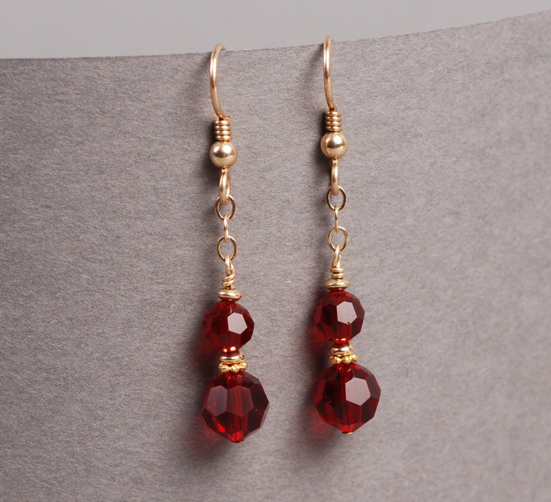 Swarovski Crystal Earrings - Red