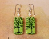 Green Tree Domino Earrings