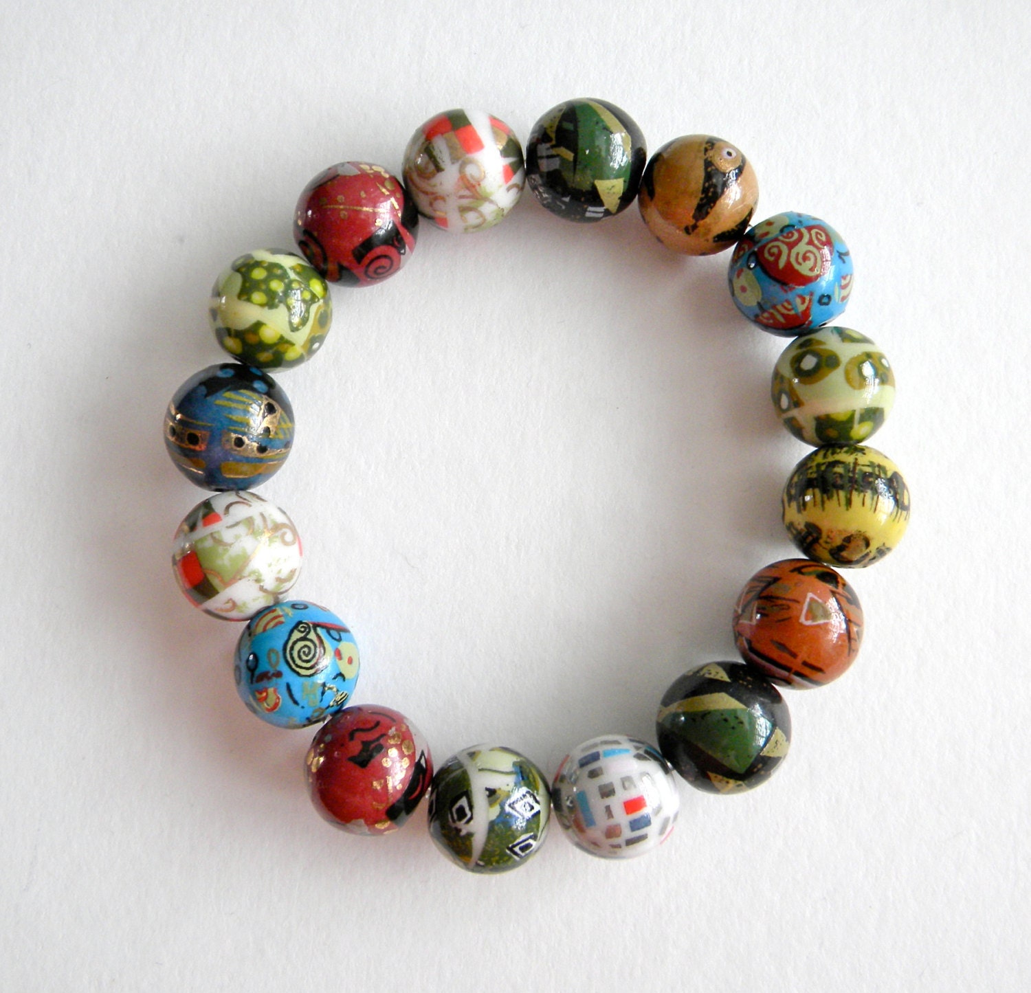 Painted Porcelain Stretch Bracelet