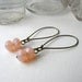 Palest Pink Opal Earrings.  Aged Brass.