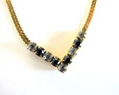 Vintage Rhinestone & Faux Sapphire Necklace