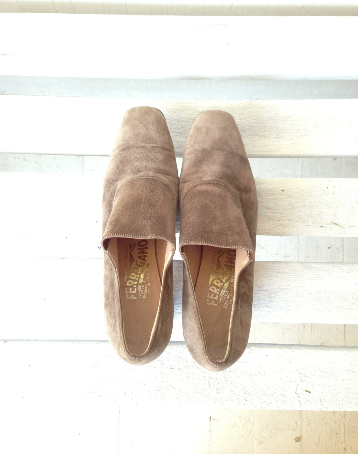 vintage salvatore ferragamo heels pumps // grey suede dressy booties // womens shoes size 7