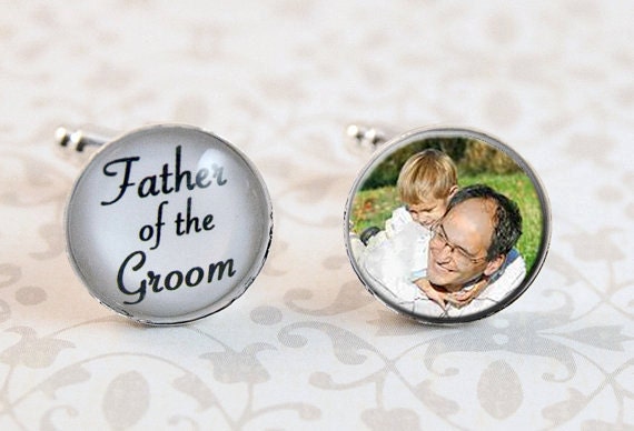 Father of the Groom Cufflinks, Custom Photo Cufflinks, Gift for Dad, wedding