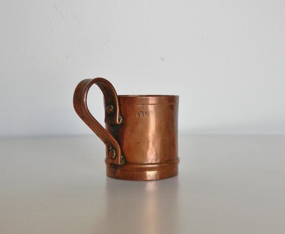 Antique Copper Rum Cup Handmade Folk Art Mug by ADesignprocess