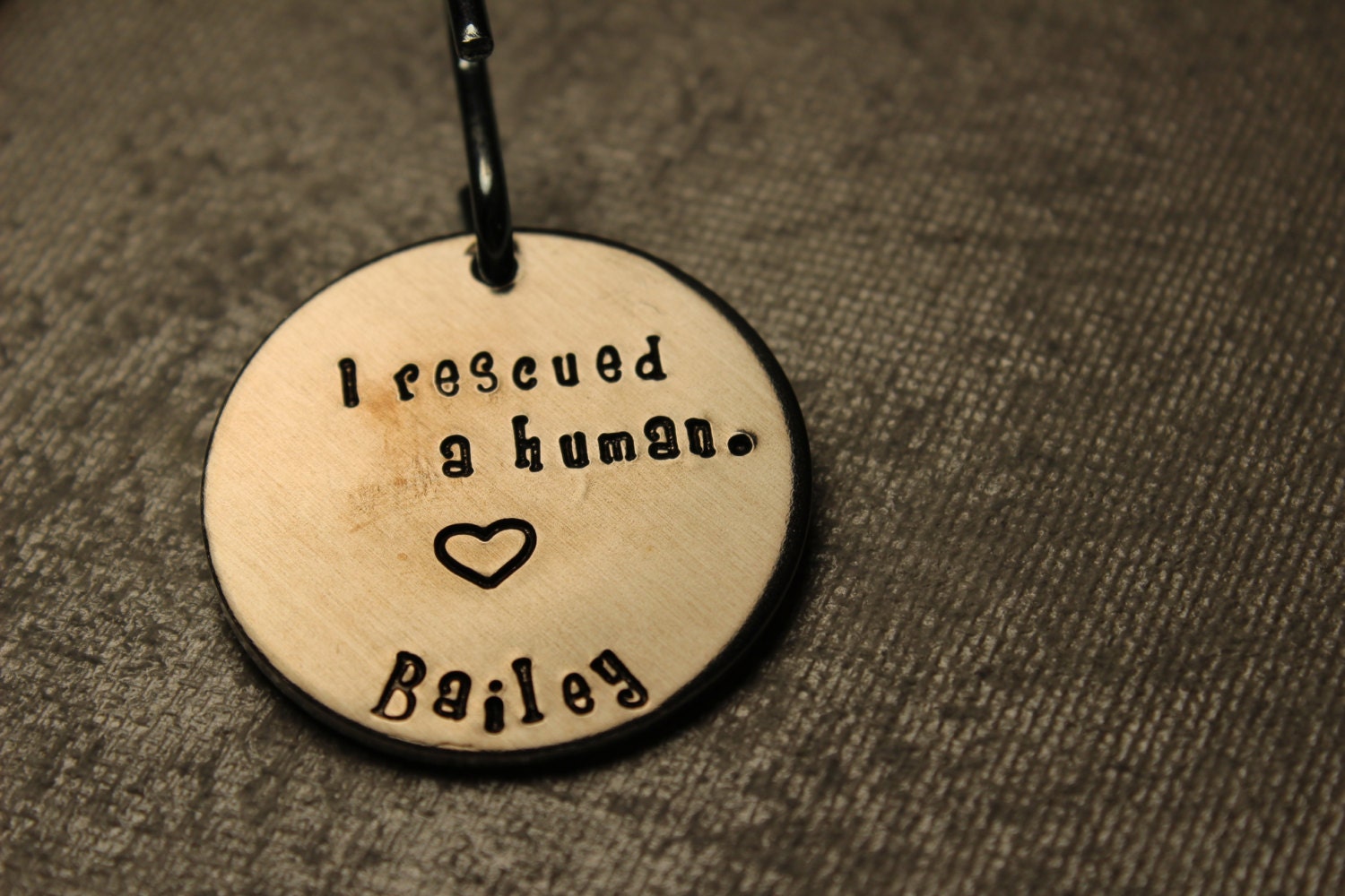 Pet ID Tag -  "I rescued a human" (Your phone on back) - 1-1/4" - 10% to DHHG