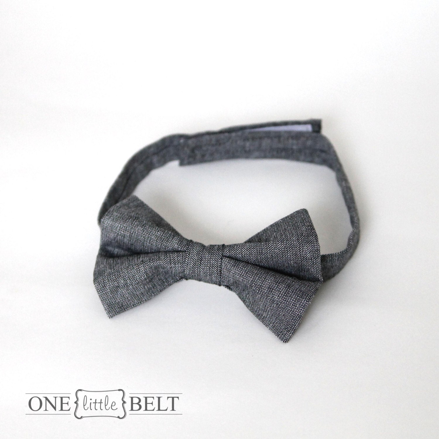 Gray Chambray Baby or Toddler Bow Tie- Newborn-4T