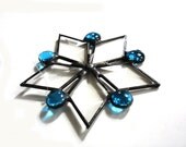 Cornflower blue stained glass star suncatcher, gift under 30 window art