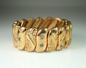 Antique Bugbee and Niles Ornate Gold Tone Rhinestone Expansion Bracelet