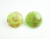 Vintage Italian Murano Chartreuse Green Aventurine Glass Earrings