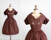 Vintage 1950s Dress : 50s Cotton Sailor Dress