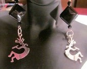 Dancing Kokopelli Flute Player Dangle Earrings