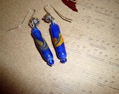 Sale - Blue Lampwork Glass Earrings