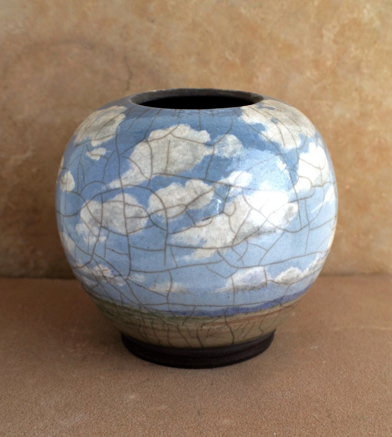Hand-Painted Raku Vase