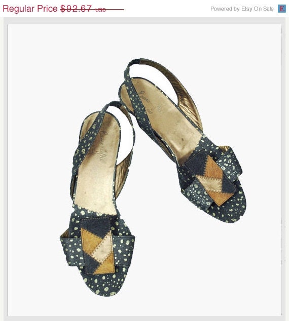 SALE Vintage 1970s Flats . LAURO RIGHI Sandals . Size 7 / 37