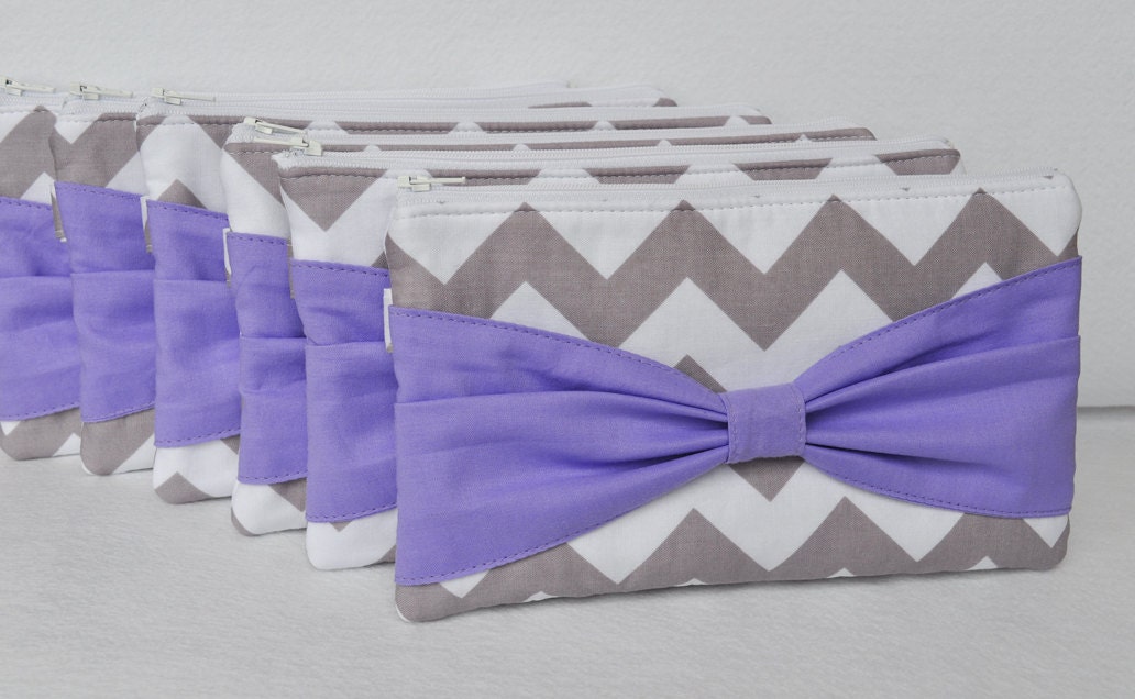 Bridesmaid Gift Set of 6 Chevron Bow Clutch Choose your colors Bridesmaids Gifts