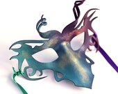 Teal and Magenta Dragon Mask - Handmade leather mask