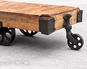 ON SALE Vintage Industrial Factory Cart Coffee Table - in stock - brandMOJOinteriors