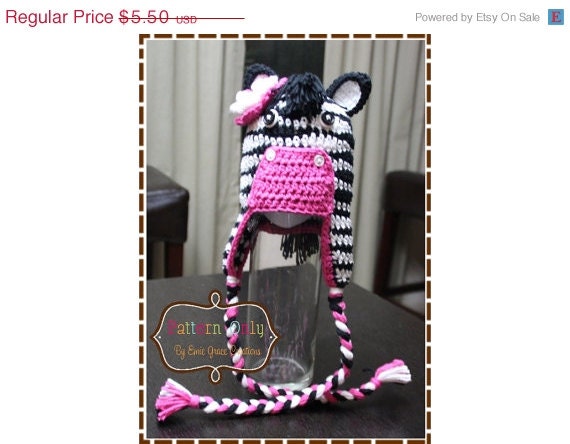 ON SALE Zebra Hat Crochet Pattern - ZACH & Zaria - 137