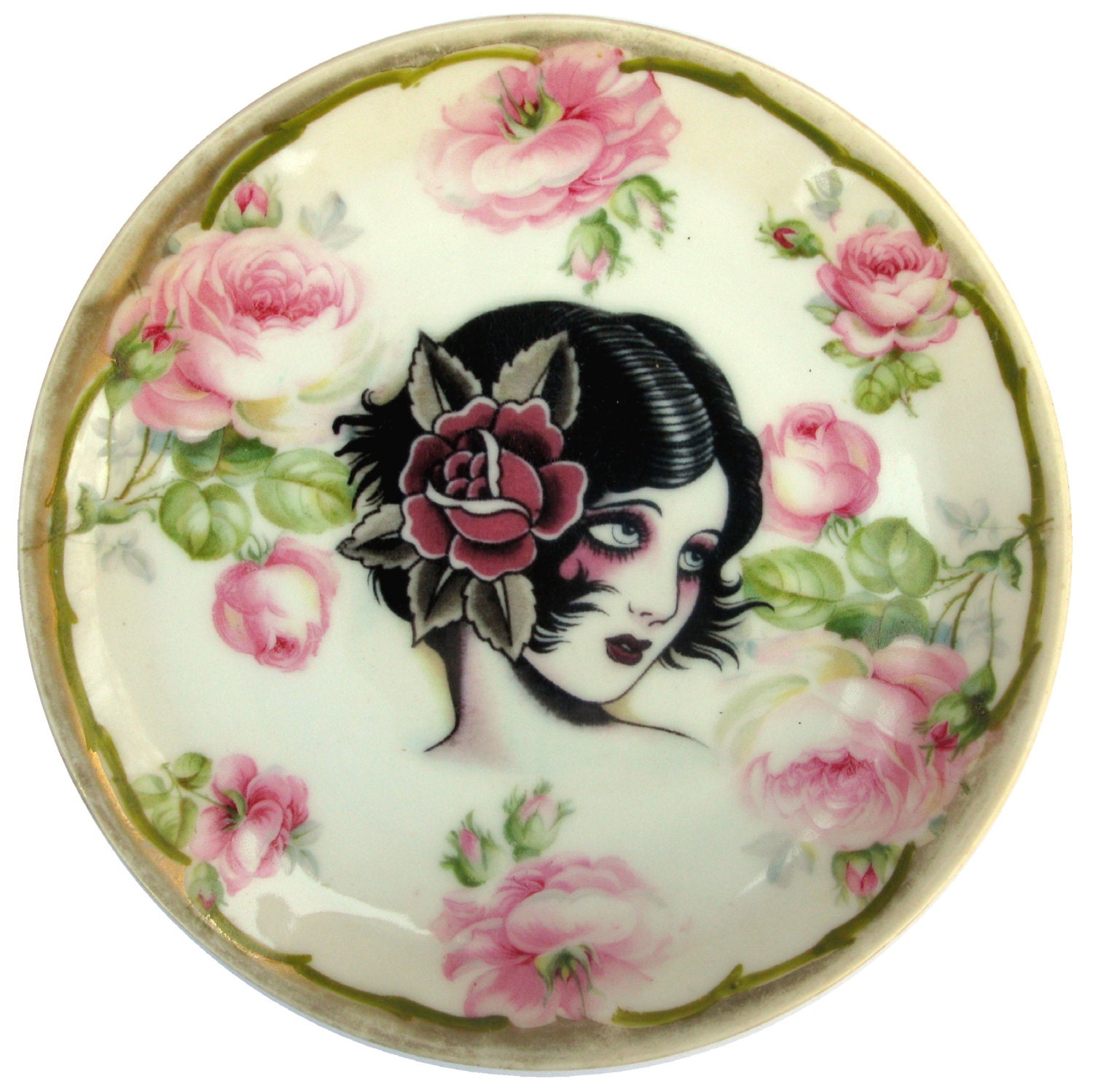 Rose - Vintage Tattoo Flash - Altered Vintage Plate