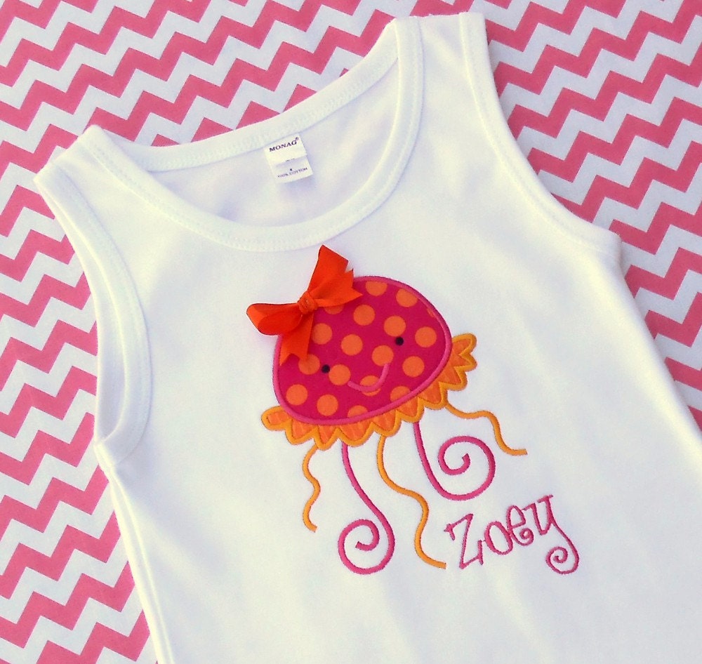 Personalized Appliqued  Jelly Fish Tank Ruffle Dress