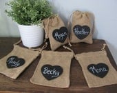 Rustic Personalized Bridesmaid Gift Bags Jewelry Keepsake Gift Burlap Bags Chalkboard or Wood Tag You Personalize
