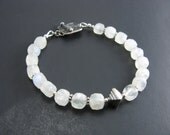 Moonstone Beaded Bracelet Sterling Silver Faceted Moonstone Cube Bracelet