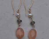 Aventurine Drop Earring - Aventurine, Pearl, Labradorite on Gold Filled Wiring