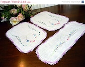 ON SALE Linen Matching Duchess Dresser Doilies - Set of Three 8475