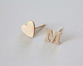 gold filled initial earrings - personalized earrings, dainty earrings