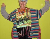 Cotton Upcycled Recycled over sized Tunic Multi color
