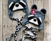 Crochet RACCOON Beanie Earflap Hat PDF Pattern Sizes Newborn to Adult Boutique Design - No. 56 by AngelsChest