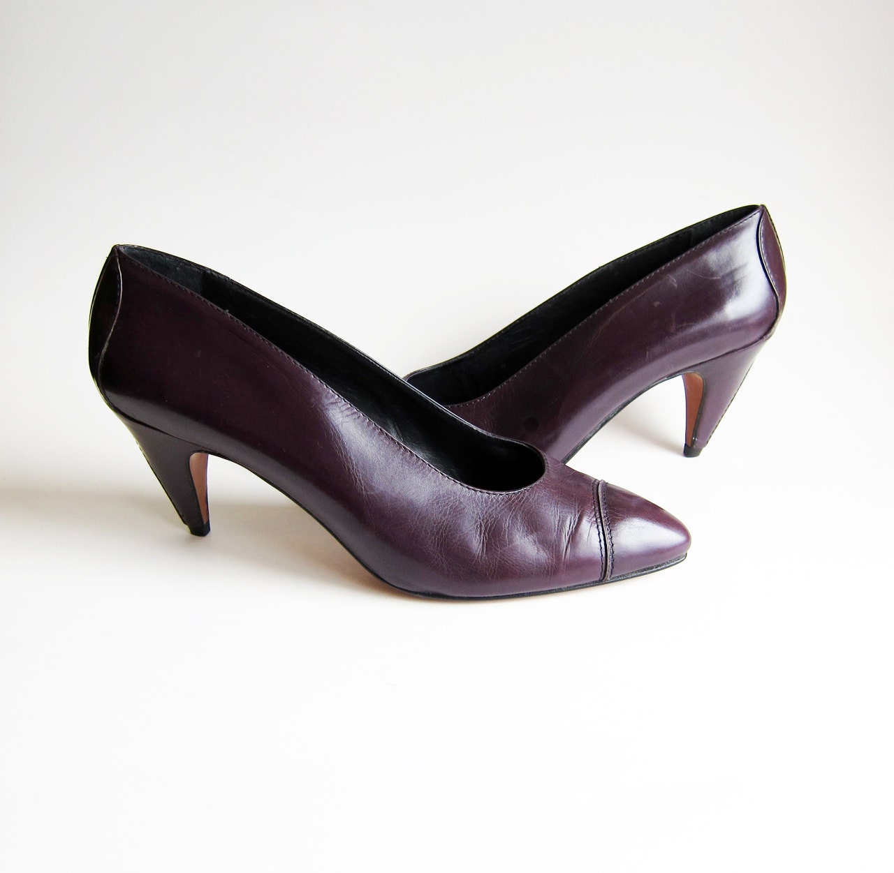 Vintage Plum Shoes / Designer Alberta Ferretti Purple Deadstock High Heels / Size 10 / Size 9.5