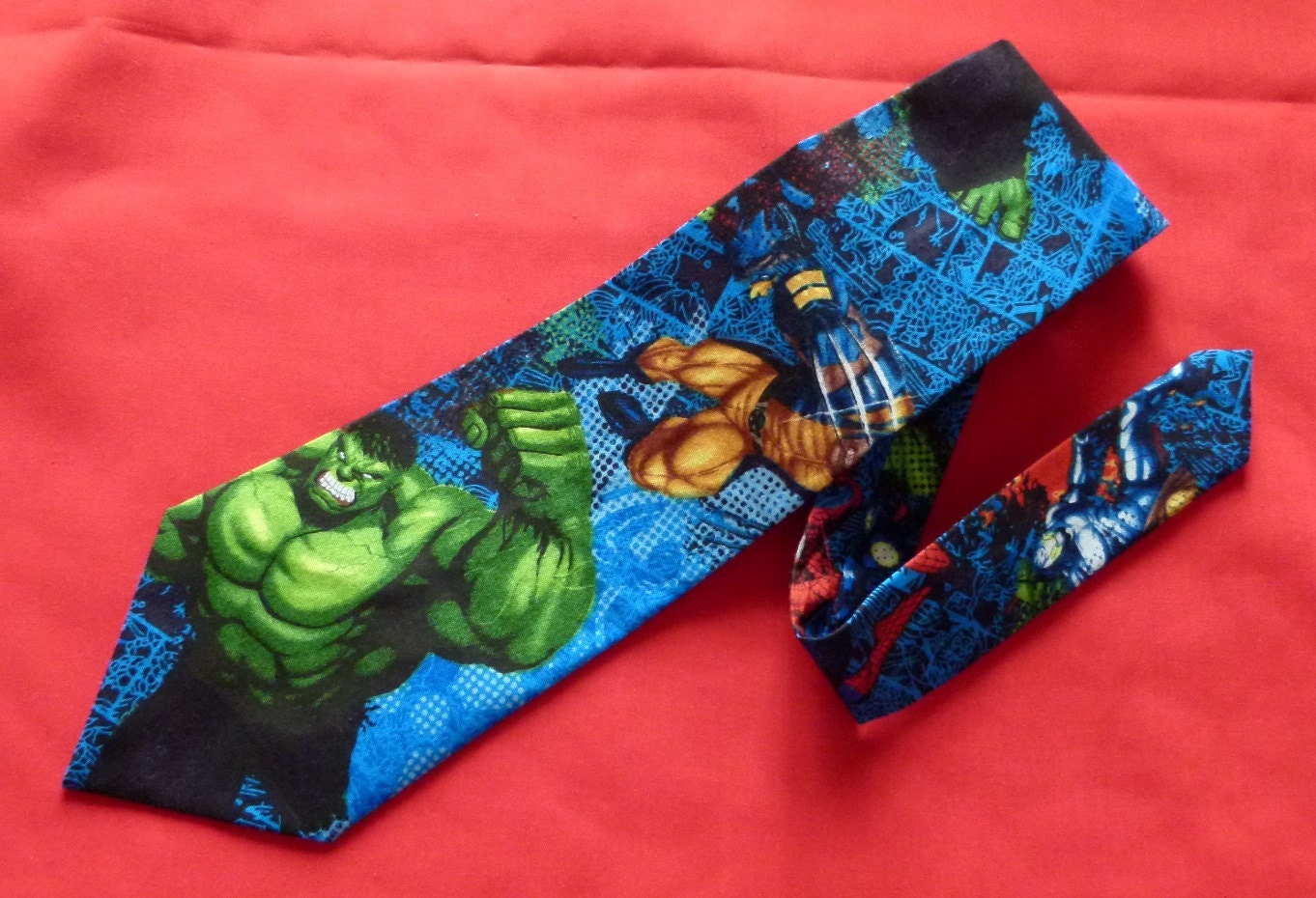 Ready to ship - Superhero Ties - Men's Necktie avengers marvel comic Hulk