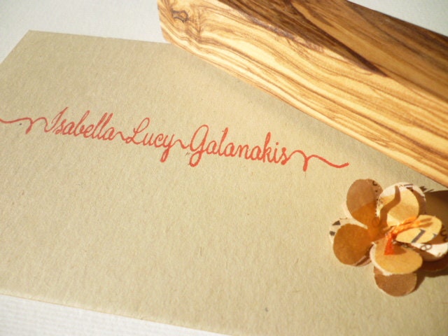 Custom Text  Long Olive Wood Stamp