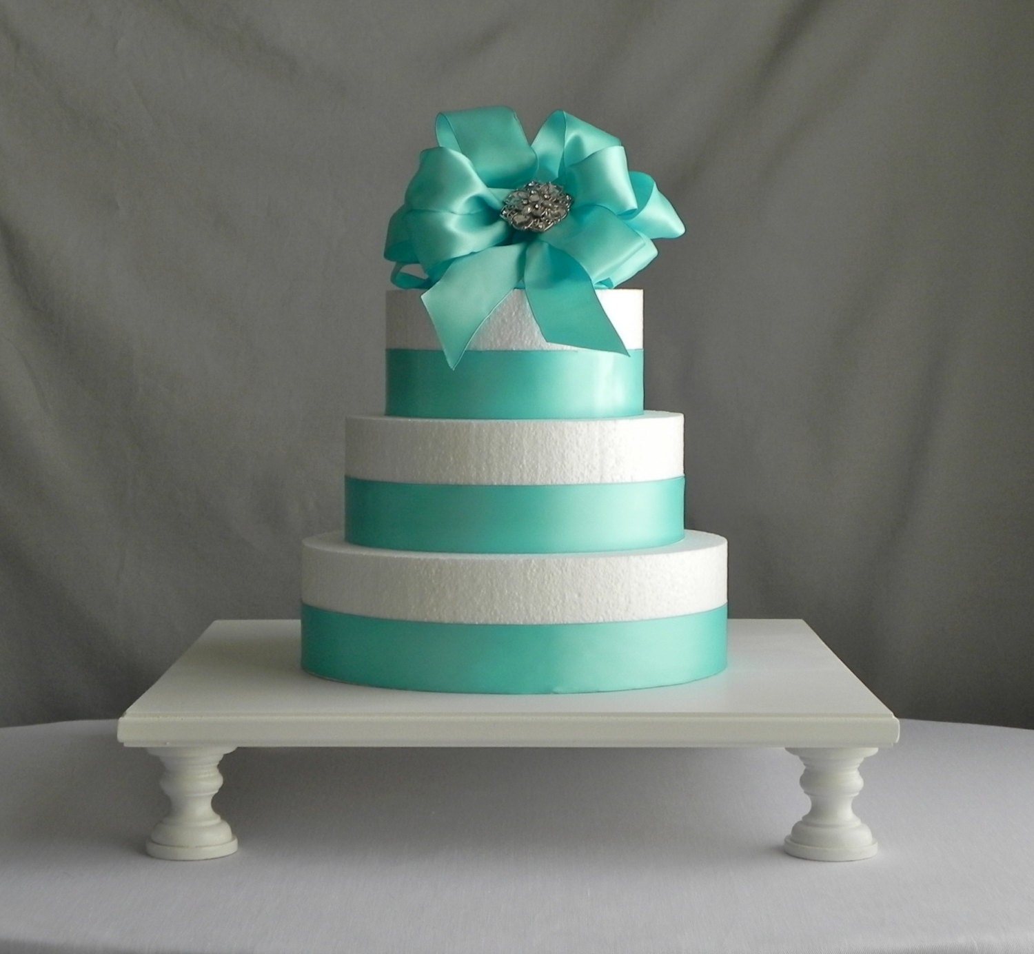 Cake Stand Plate 16" Square Cupcake Dessert Pedestal White Wooden Wedding By E. Isabella Designs. As Featured In Martha Stewart Weddings