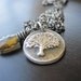Cognac Quartz Necklace, Oxidized Fine Silver Tree of Life