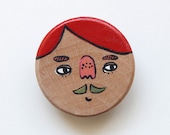 unique wooden brooch wearable character art pin