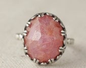 Pink Sapphire Cocktail Ring in Sterling Silver size 6.5