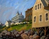 Oil Painting Landscape, From Fish Beach/ Monhegan,Maine. Original Oil on Canvas, Plein Air Landscape Painting