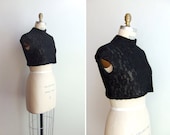 Vintage 1970s black lace crop top