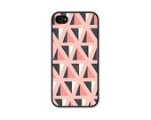 Peach Geometric Apple iPhone 4 Case - Mountain Pattern Plastic iPhone 4 Skin - iPhone 4 Cover - Coral Peach Pink Pastel Cell Phone