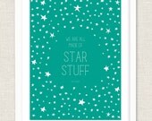 2013 Pantone Color of the Year Emerald Science Physics Art Print Space Carl Sagan "Star Stuff" Quote Poster 11 x 14 Giclee